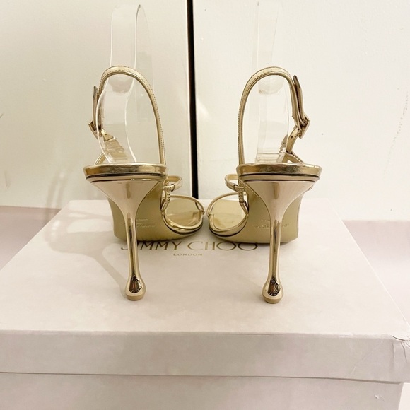 Jimmy Choo Etana Metallic Strappy Slingback Heels - Picture 10 of 13